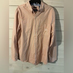 Chaps Men's Casual Orange and White Striped Shirt
